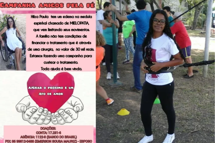 Hilza - Paula - precisa - fazer - uma - cirurgia - que - tem - um - custo - estimado - em - 30 mil - reais,- corre - o - risco - de - perder - por - completo - os - movimentos - de - braços - e - pernas - sem - o - procedimento, Na-foto-a-Fisioterapeuta-Hilza-Paula