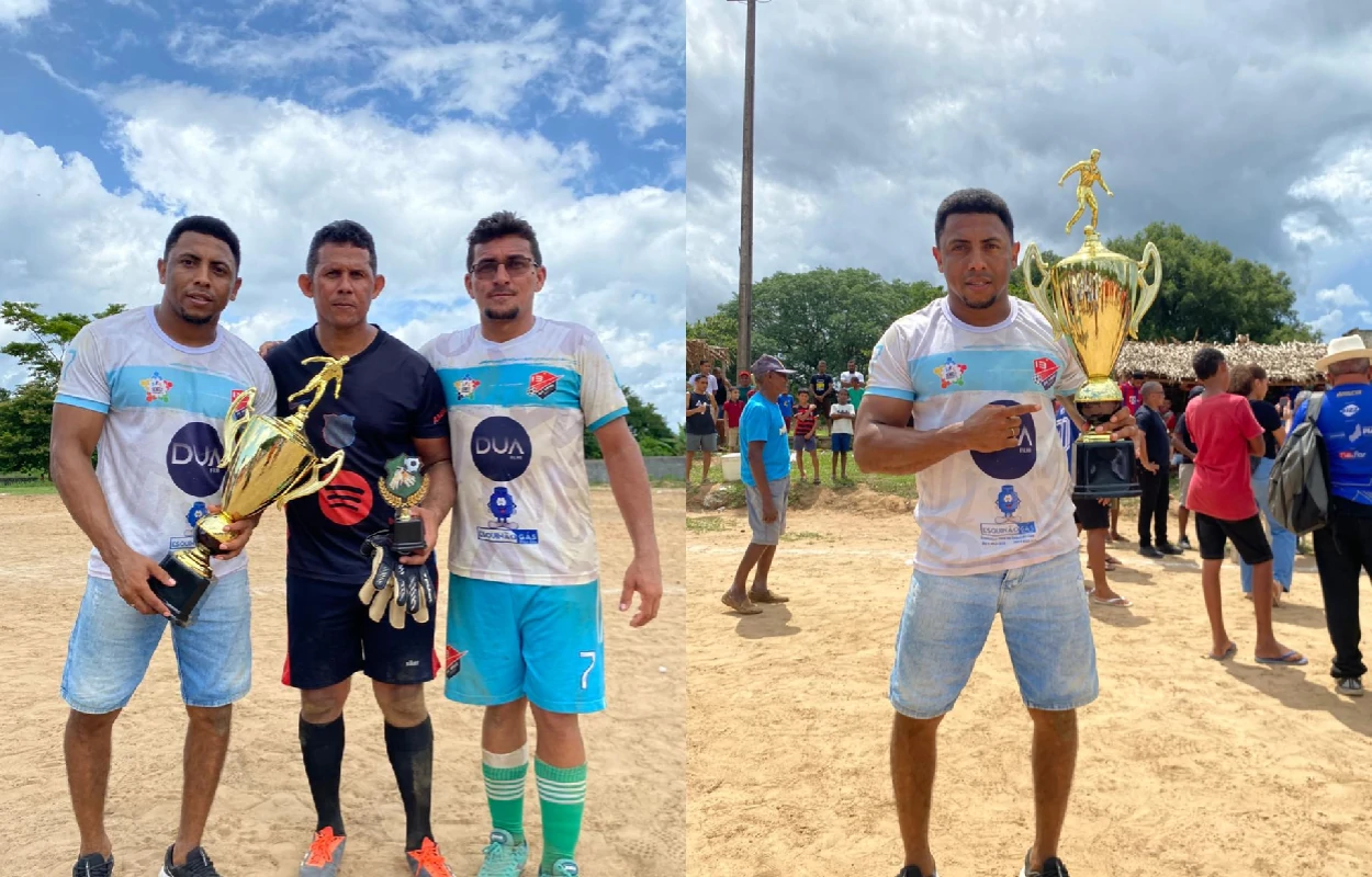 Na-imagem-jogadores-do-13-de-Maio-Jaílson-o-goleiro-Catita-e-meia-André-Moraes-exibindo-o-troféu-de-vice-campeão