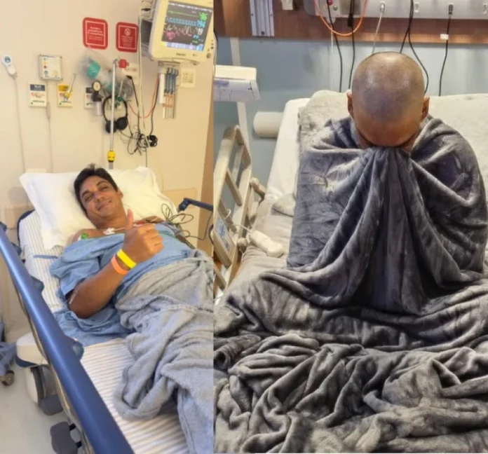 Na-imagem-o-prefeito-de-Angical-do-Piauí -(MDB)-em-um-quarto-de-hospital-em-são-Paulo-comemorado-o-transplante-bem-sucedido-de-medula-óssea-doada-pelo-irmão