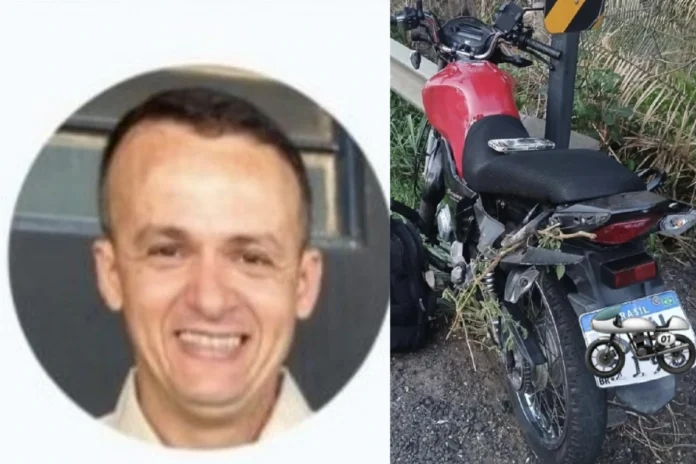 Evaldo-do-Mariano-ex-craque-do-futebol-regenerense-morre-a-caminho-do-trabalho-em-acidente-na-BR-316-relembre-o-maior-jogo-da-sua-história A-foto-mostra-o-vigilante-e-ex-jogador-Evaldo-do-Mariano-ao-lado-da-moto-que-pilotava-no-momento-do-acidente-Foi-atingido-na-lateral-direita-por-uma-batida-na-parte-traseira-o-que-provocou-a-queda-fatal-O-veículo-ficou-praticamente-intacto